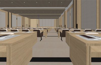 现代公装室内场景办公会议厅su模型