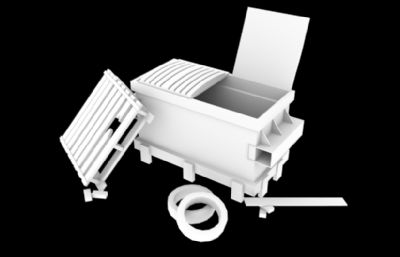 垃圾箱及周边场景maya模型