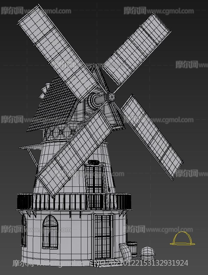 风车,风车房子3D模型白模,OBJ格式