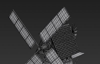 风车,风车房子3D模型白模,OBJ格式