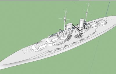 架空国王级战列舰OBJ模型白模