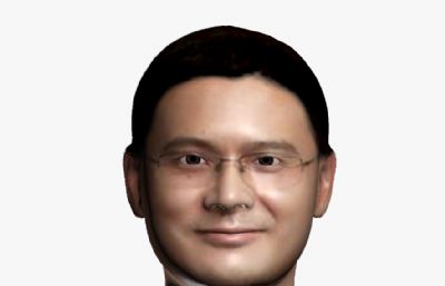 戴眼镜的男子头部雕像3D模型