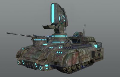 魔改版光临坦克,科幻装甲车maya模型(网盘下载)