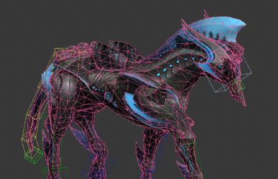 机械战马,科幻马3D模型,带攻击,行走,跑步等动画