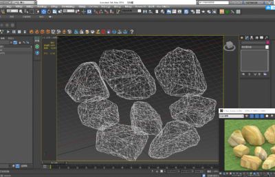 金黄色条纹图案石头3D模型