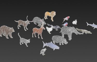 LowPoly小动物,折纸风格动物3D模型