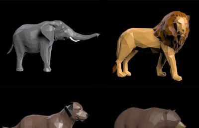 LowPoly小动物,折纸风格动物3D模型