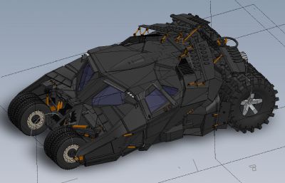 蝙蝠侠跑车3D数模图纸整装图纸