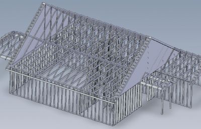 房屋框架钢架结构Solidworks设计数模图纸