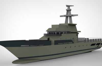 简易军舰Solidworks设计模型图纸,无零件