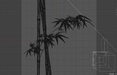 C4D运动的竹林,树叶随风飘动动画的青竹模型