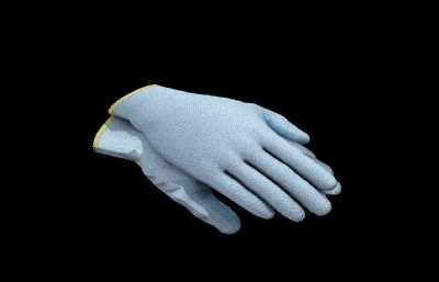 涂层手套,工地pu手套,劳保手套3D模型