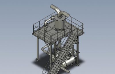 生产管道,排气管,排烟管操作平台3D数模图纸