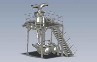 生产管道,排气管,排烟管操作平台3D数模图纸
