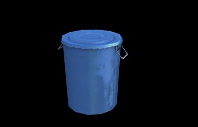 塑料桶,垃圾桶3D模型低模