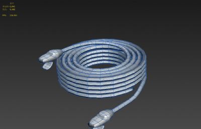 五类网线,双绞式电缆3D模型低模