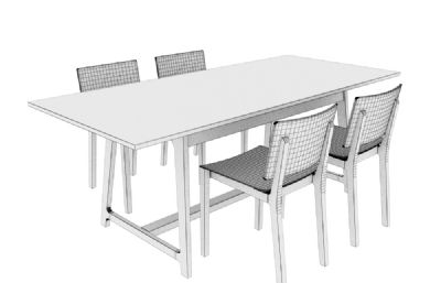 实木餐桌餐椅,岩板餐桌3D模型,MAX,OBJ格式