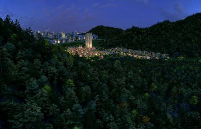 山上俯视城市夜景场景3D模型(网盘下载)