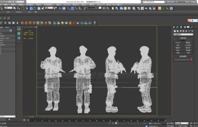 持枪站岗解放军女兵3D模型,skp,max,fbx三种格式