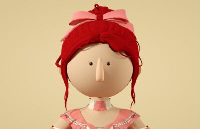 卡通粉色小公主,小女孩C4D模型