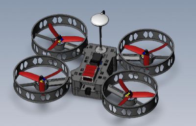 3D打印模块化四翼无人机solidworks图纸模型