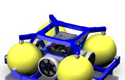 球轮全向机器人车STP格式图纸模型