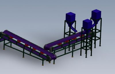 带辊道的输送机3D数模图纸,Solidworks设计模型