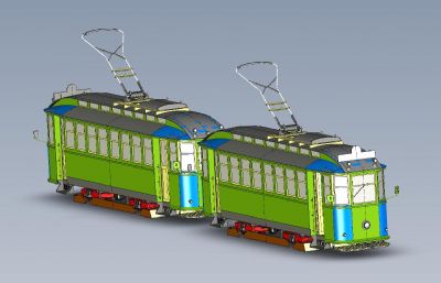 复古电车3D模型,STP格式