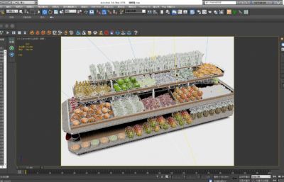 超市水果蔬菜摊位,货架3D模型