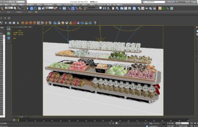 超市水果蔬菜摊位,货架3D模型