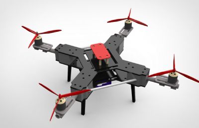 Drone01简易四轴无人机框架3D数模图纸 STEP格式