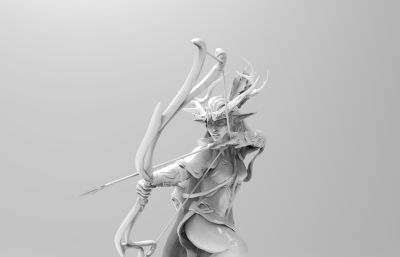 精灵战士,精灵族弓箭手3D图纸模型,STL格式