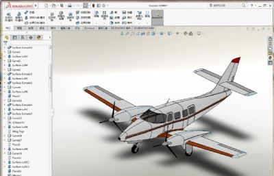 小飞机,私人飞机solidworks数模图纸,无装配件