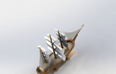 帆船摆件艺术品STEP格式模型