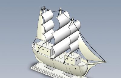 帆船摆件艺术品STEP格式模型