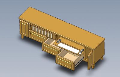 木制电视柜STEP格式图纸模型