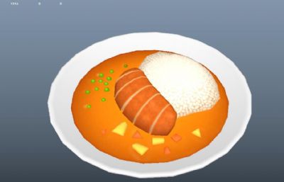 咖喱饭3D模型,FBX格式