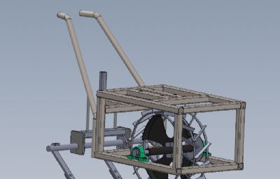 单轮手动耕耘机,耕地机3D数模图纸