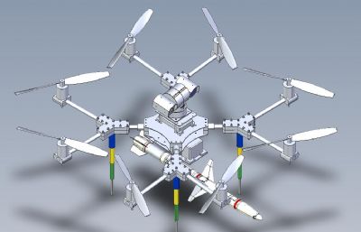 八轴军用无人机简易模型,IGS格式