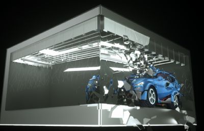 裸眼3D汽车人变身效果展示C4D模型