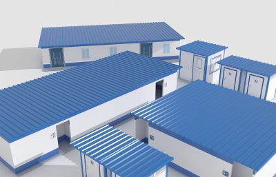 施工现场卫生间设计+生活区用房设计3D模型
