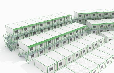 施工现场集装箱板房3D模型