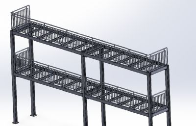 二层钢货架STEP格式模型