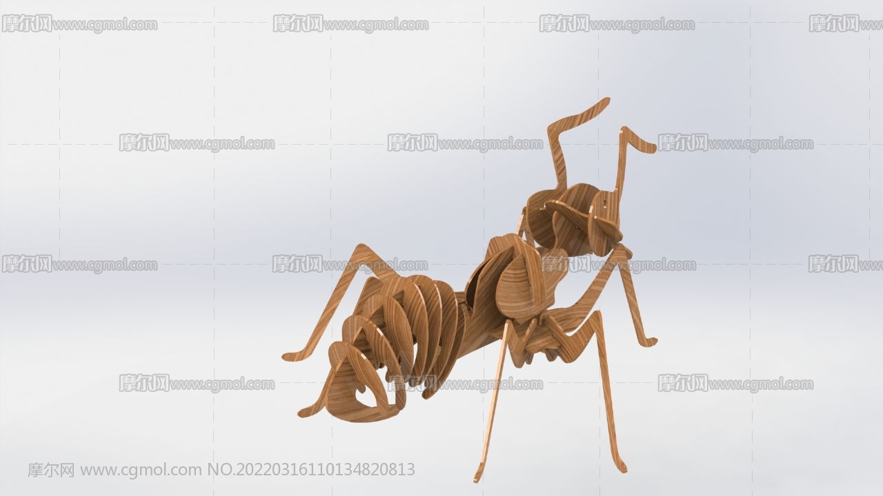 木质拼装蚂蚁积木玩具图纸模型