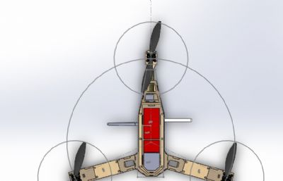 三翼飞行器结构Solidworks图纸模型