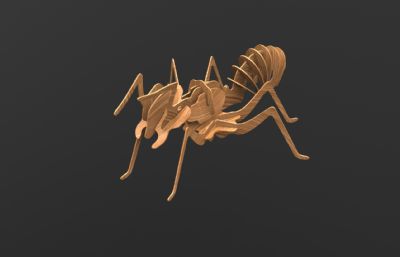 木质拼装蚂蚁积木玩具图纸模型