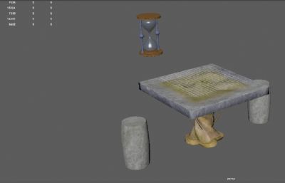 古代玄幻棋盘场景,带沙漏maya模型