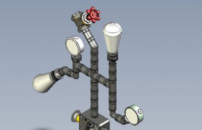 工业风钢管造型灯STP格式模型