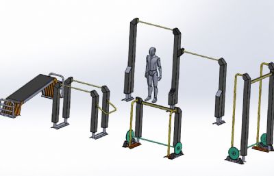 健身房运动器材组合STEP格式模型