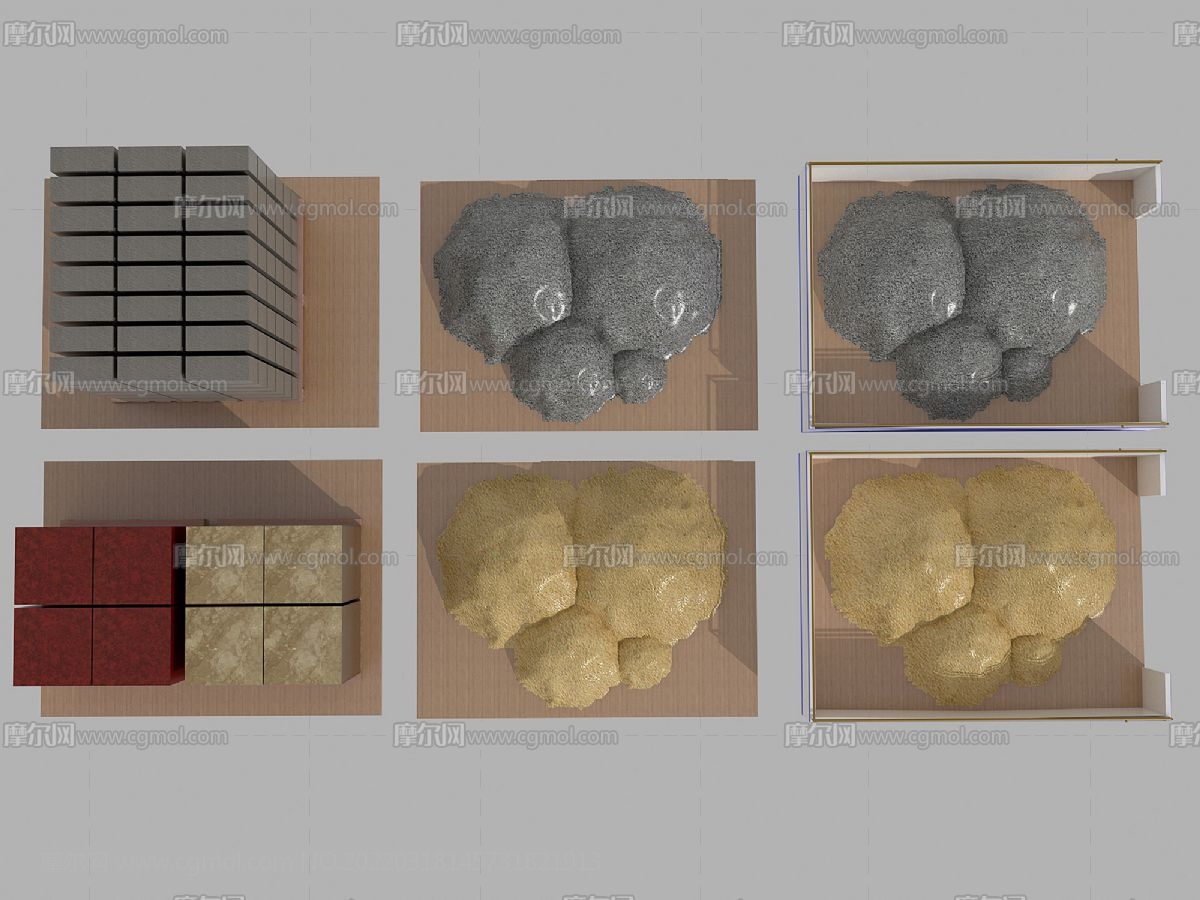 砂石,砖块灯施工材料堆场3D模型
